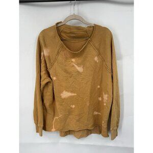 Aerie Distressed Bleached Sweatshirt Women Small Yellow Grunge Hobo‎ Punk Retro